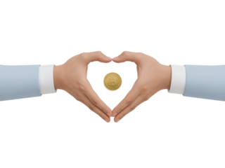 Digital currency love conceptual design symbolizing dedication for cryptocurrency investment on
