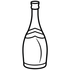 Minimal Champagne Bottle Outline Design