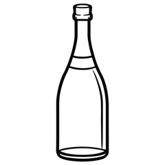 Minimal Champagne Bottle Outline Design