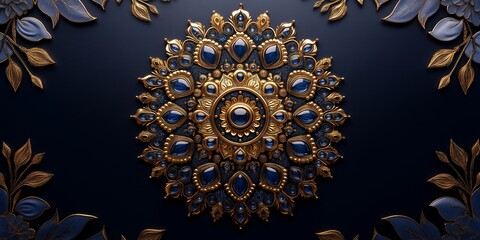 Mandala style golden gradients colour mock up, abstract background spiritual sacred luxury elegant metallic shiny ai generated art