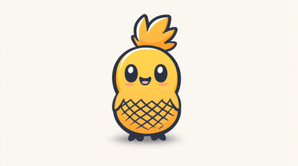 Happy yellow pineapple character. This adorable fruit illustration is perfect for children's designs.