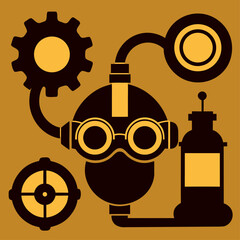 Steampunk Goggles Gear and Pipes industrial
