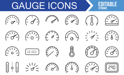 Line Art Meter and Thermometer Symbols for Technical and Engineering Projects
