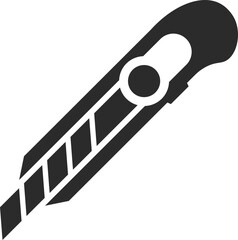 cutter blade work tool icon in dark grey and clear background flat color block vector illustration