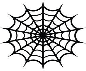 Black spider web silhouette on a white background