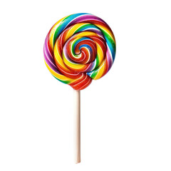 and keyword list based on the image you provided.. Swirl Lollipop in Rainbow Colors - close-up studio shot.