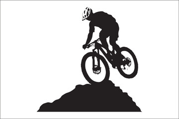 Black and White Mountain Biking Art &ndash; Outdoor Adventure Illustration