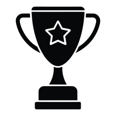 Black silhouette of a trophy cup with a star emblem and handles award winner