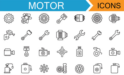 Naklejka premium Minimalist Engine and Battery Icons for Mechanical Engineering and Repair