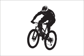 Fototapeta premium Black and White Mountain Biking Art – Outdoor Adventure Illustration