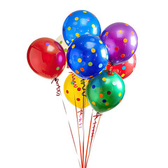 and keyword list based on the image you provided.. Balloons Bunch Holding, Colorful Polka Dots, Isolated Black Background, Celebration.