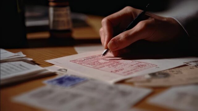 Mediumfocused footage of a state attorney invalidating a mental health referendum ballot by stamping null and void creating a stark contrast with blurred legal documents nearby.