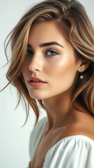 Obraz premium Captivating Portrait of a Stunningly Beautiful Woman - High-Resolution Model Photography for Fashion, Branding, and Social Media Marketing Use