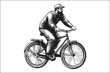 Fototapeta premium Black and White Mountain Biking Art – Outdoor Adventure Illustration
