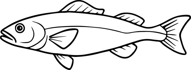 codfish outline vector illustration line art