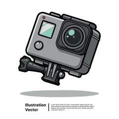 Capturing extreme sports and adventurous moments with a portable action camera illustration