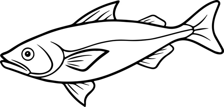 codfish outline vector illustration line art