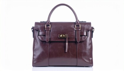 "Stylish leather handbag, isolated on white background, women&rsquo;s fashion"
