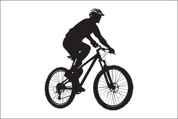 Naklejka premium Black and White Mountain Biking Art – Outdoor Adventure Illustration