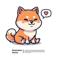 Adorable Shiba Inu Puppy Illustration Vector