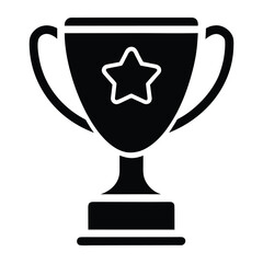 Black silhouette of a trophy cup with a star inside award winner