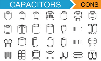 Line Art Capacitor Symbols for Circuit and Electronics Projects