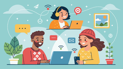 Diverse Group of People Collaborating with Laptops and Smartphones