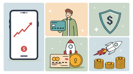 Financial Growth and Investment Concepts Illustrated with Icons