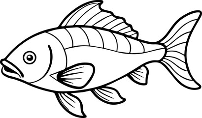 common carp outline vector illustration line art
