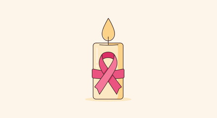 Beautifully Designed Pink Ribbon Candle Symbolizing Hope, Strength, and Solidarity in Breast Cancer Awareness Campaigns for Supportive Merchandise, Fundraisers, and Health Initiatives
