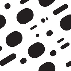 Vector art of seamless geometric pattern with black circles and capsules with long shadows on a