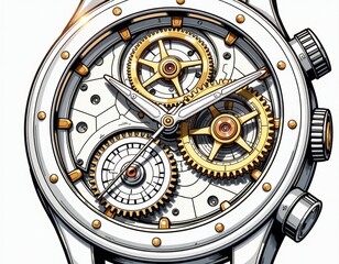 Fototapeta premium Intricate Mechanical Watch Movement with Visible Gears and Cogs