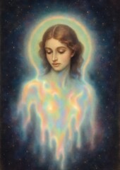 Ethereal mystical glowing female portrait.