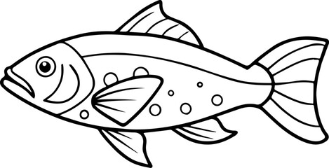 coral trout outline vector illustration line art