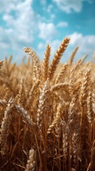 Fototapeta premium Golden Wheat Field Under a Sunny Sky.