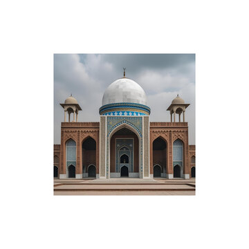 Exterior view of the shrine of hazrat baba farid ganj shakar in pakpattan pakistan under a cloudy sky