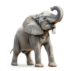Fototapeta premium Elephant standing on white surface.