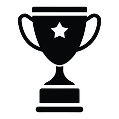 Black silhouette of a trophy cup with a star on a white background award winner