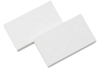 Two stacks of blank white business cards arranged on a surface.