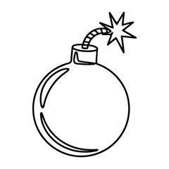 Vector illustration of a cartoon bomb with a lit fuse and spark on a white background for danger and explosion concepts