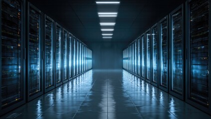 Server room interior, futuristic