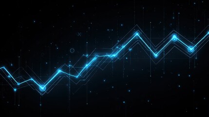 Fototapeta premium A futuristic crypto chart clipart, fintech element, neon cyberpunk style, electric blue, isolated on white background.