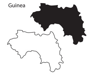 Clean, simple black and white vector silhouette of the Guinea map, perfect for all your travel and geographic design projects