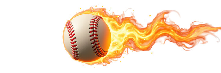 Dynamic baseball with flames trailing behind, symbolizing speed and excitement in sports