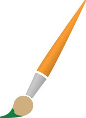 Artist s paintbrush with green paint stroke on white background