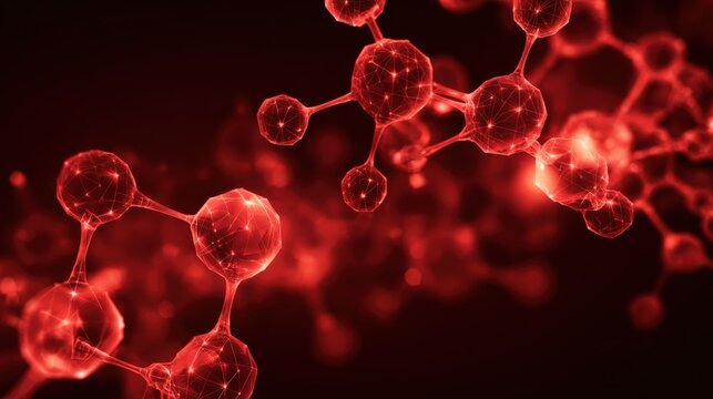 red glowing molecule structures - Powered by Adobe