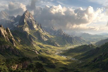 Obraz premium Scenic mountain valley vista