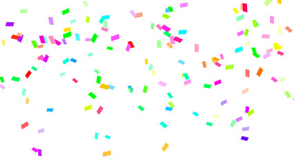 Colourful confetti pieces falling on transparent background. Festive celebration decoration for parties, events, holidays, birthdays, and New Year’s design