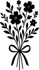 Black Silhouette Flower Bouquet Icon