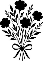 Black Silhouette Flower Bouquet Icon